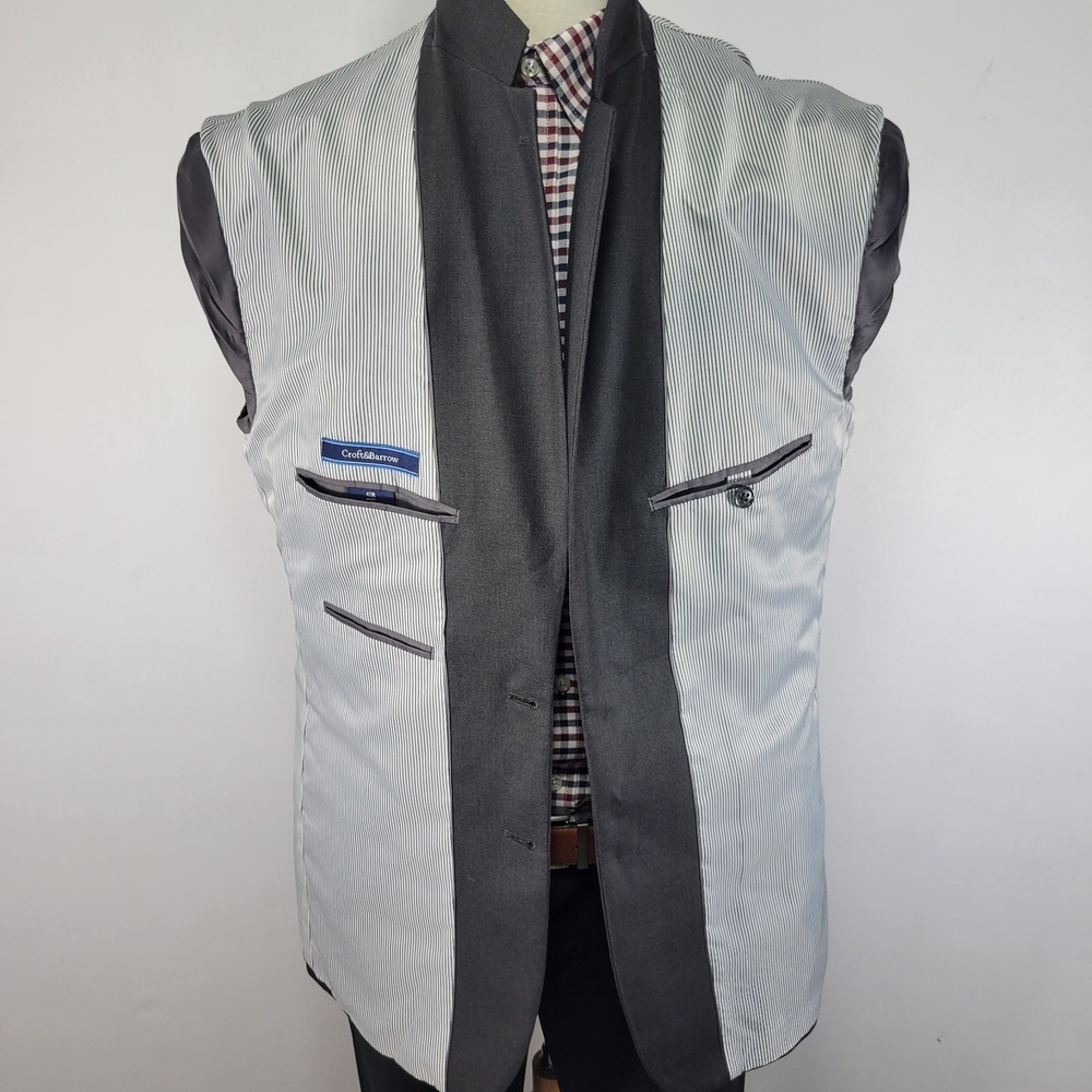 Croft Barrow Men's Sport Coat Blazer‎ Two Button Charcoal Gray Poly Blend 42R - Picture 12 of 13